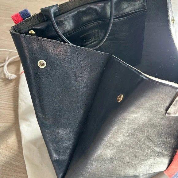 Clare V. Navy Tote Bag with Red and Navy Straps - Picture 5 of 9